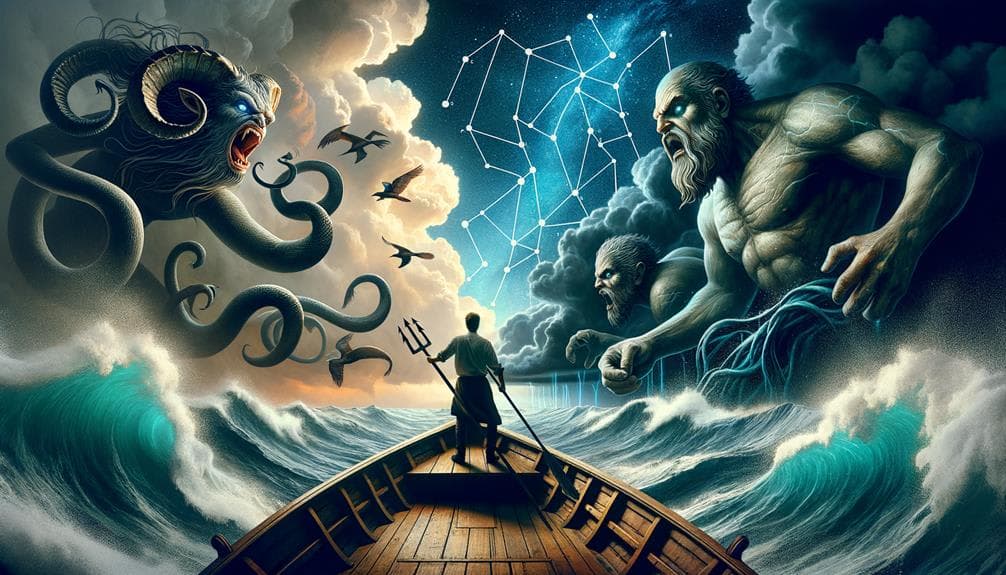 Illustration of Odysseus’s epic journey across the sea in Homer’s The Odyssey